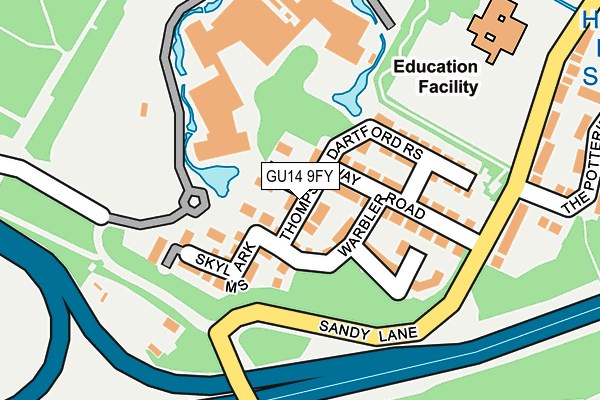 GU14 9FY map - OS OpenMap – Local (Ordnance Survey) GU14 9FY map - OS OpenMap – Local (Ordnance Survey)