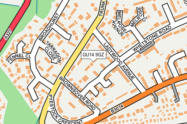 GU14 9GZ map - OS OpenMap – Local (Ordnance Survey) GU14 9GZ map - OS OpenMap – Local (Ordnance Survey)