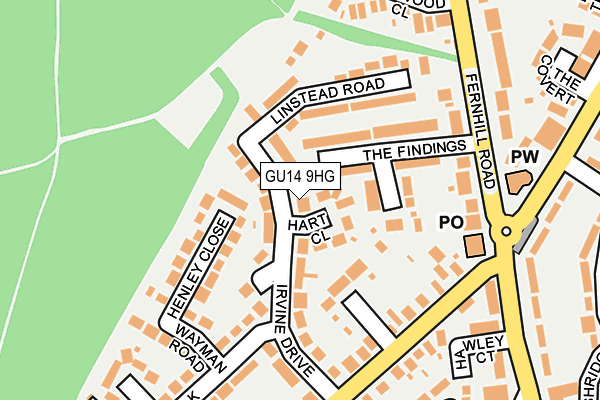 GU14 9HG map - OS OpenMap – Local (Ordnance Survey) GU14 9HG map - OS OpenMap – Local (Ordnance Survey)