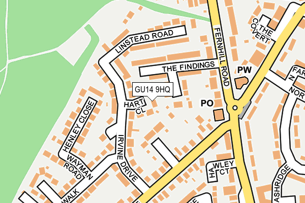 GU14 9HQ map - OS OpenMap – Local (Ordnance Survey) GU14 9HQ map - OS OpenMap – Local (Ordnance Survey)