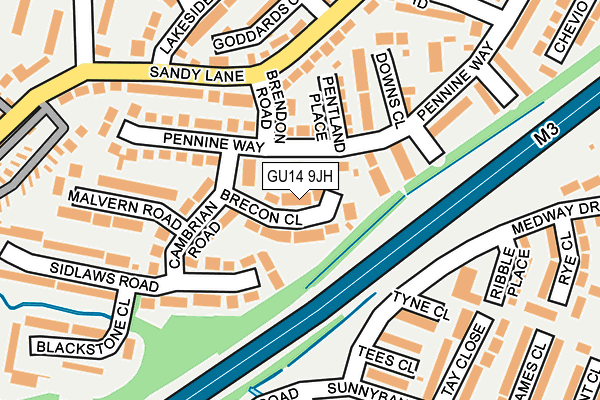 GU14 9JH map - OS OpenMap – Local (Ordnance Survey) GU14 9JH map - OS OpenMap – Local (Ordnance Survey)