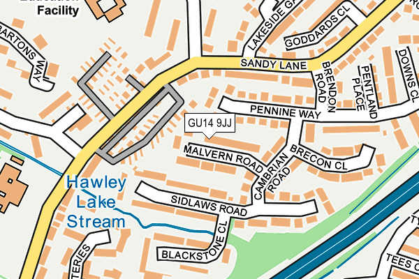 GU14 9JJ map - OS OpenMap – Local (Ordnance Survey)