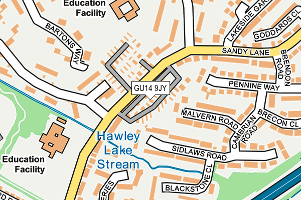 GU14 9JY map - OS OpenMap – Local (Ordnance Survey) GU14 9JY map - OS OpenMap – Local (Ordnance Survey)