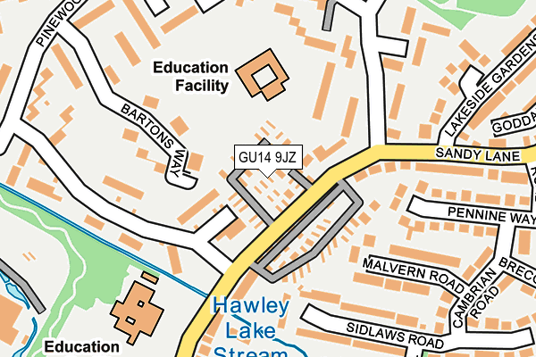 GU14 9JZ map - OS OpenMap – Local (Ordnance Survey) GU14 9JZ map - OS OpenMap – Local (Ordnance Survey)