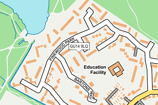 GU14 9LQ map - OS OpenMap – Local (Ordnance Survey) GU14 9LQ map - OS OpenMap – Local (Ordnance Survey)