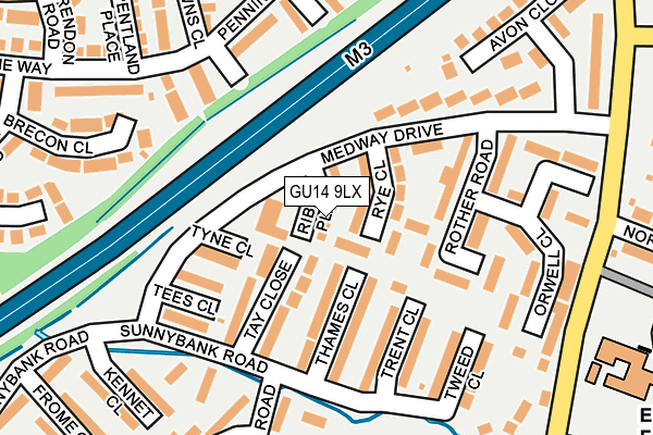 GU14 9LX map - OS OpenMap – Local (Ordnance Survey) GU14 9LX map - OS OpenMap – Local (Ordnance Survey)