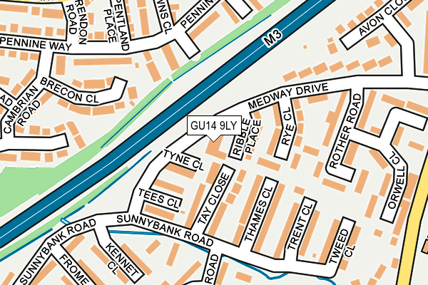 GU14 9LY map - OS OpenMap – Local (Ordnance Survey) GU14 9LY map - OS OpenMap – Local (Ordnance Survey)