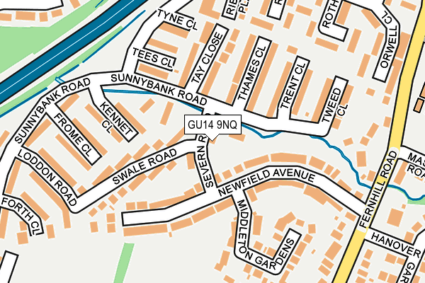 GU14 9NQ map - OS OpenMap – Local (Ordnance Survey) GU14 9NQ map - OS OpenMap – Local (Ordnance Survey)