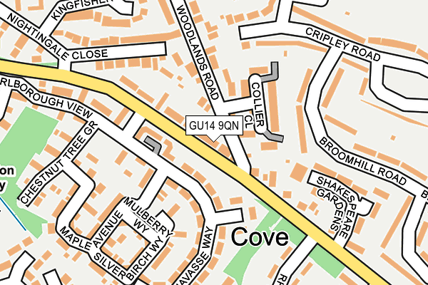 GU14 9QN map - OS OpenMap – Local (Ordnance Survey) GU14 9QN map - OS OpenMap – Local (Ordnance Survey)