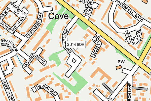 GU14 9QR map - OS OpenMap – Local (Ordnance Survey)