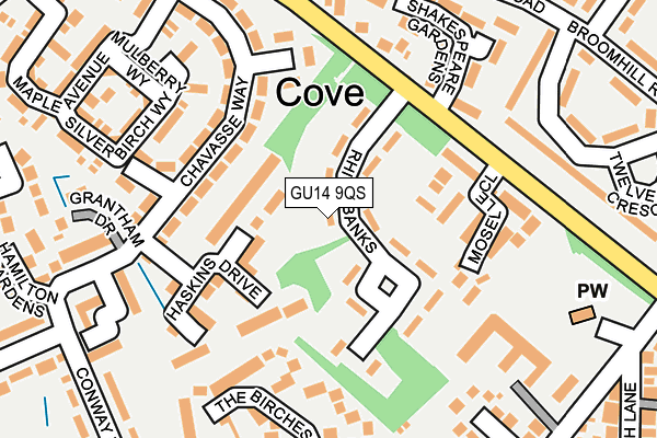 GU14 9QS map - OS OpenMap – Local (Ordnance Survey) GU14 9QS map - OS OpenMap – Local (Ordnance Survey)