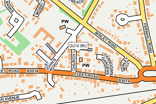 GU14 9RJ map - OS OpenMap – Local (Ordnance Survey) GU14 9RJ map - OS OpenMap – Local (Ordnance Survey)