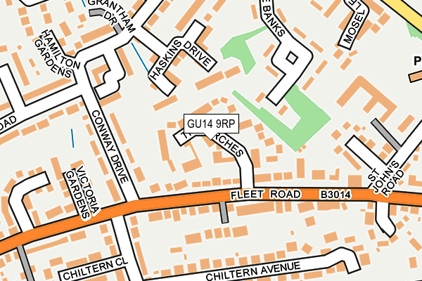 GU14 9RP map - OS OpenMap – Local (Ordnance Survey) GU14 9RP map - OS OpenMap – Local (Ordnance Survey)
