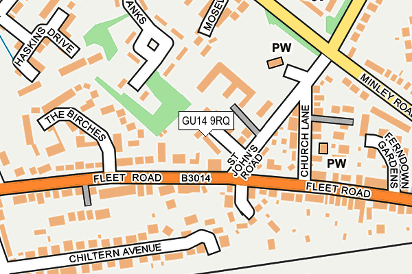 GU14 9RQ map - OS OpenMap – Local (Ordnance Survey) GU14 9RQ map - OS OpenMap – Local (Ordnance Survey)