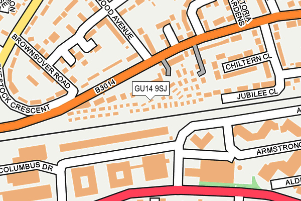 GU14 9SJ map - OS OpenMap – Local (Ordnance Survey) GU14 9SJ map - OS OpenMap – Local (Ordnance Survey)