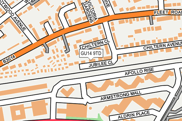 GU14 9TD map - OS OpenMap – Local (Ordnance Survey) GU14 9TD map - OS OpenMap – Local (Ordnance Survey)