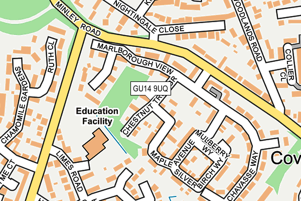 GU14 9UQ map - OS OpenMap – Local (Ordnance Survey) GU14 9UQ map - OS OpenMap – Local (Ordnance Survey)