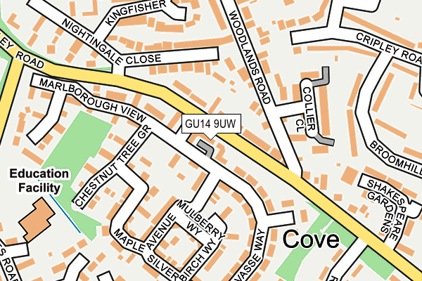 GU14 9UW map - OS OpenMap – Local (Ordnance Survey) GU14 9UW map - OS OpenMap – Local (Ordnance Survey)