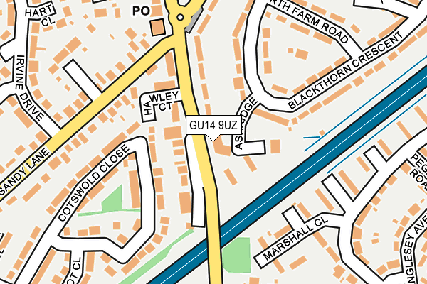 GU14 9UZ map - OS OpenMap – Local (Ordnance Survey) GU14 9UZ map - OS OpenMap – Local (Ordnance Survey)