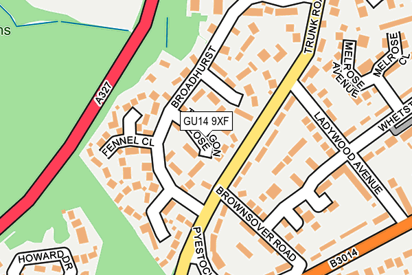 GU14 9XF map - OS OpenMap – Local (Ordnance Survey) GU14 9XF map - OS OpenMap – Local (Ordnance Survey)