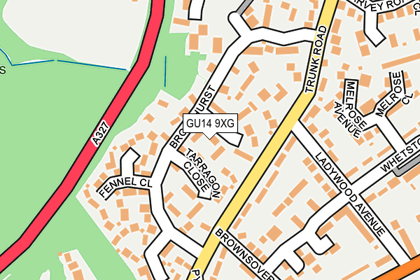 GU14 9XG map - OS OpenMap – Local (Ordnance Survey) GU14 9XG map - OS OpenMap – Local (Ordnance Survey)