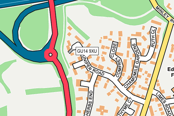 GU14 9XU map - OS OpenMap – Local (Ordnance Survey)