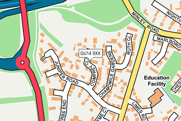 GU14 9XX map - OS OpenMap – Local (Ordnance Survey)