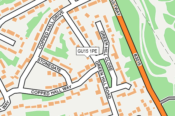 GU15 1PE map - OS OpenMap – Local (Ordnance Survey) GU15 1PE map - OS OpenMap – Local (Ordnance Survey)