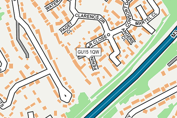 GU15 1QW map - OS OpenMap – Local (Ordnance Survey) GU15 1QW map - OS OpenMap – Local (Ordnance Survey)