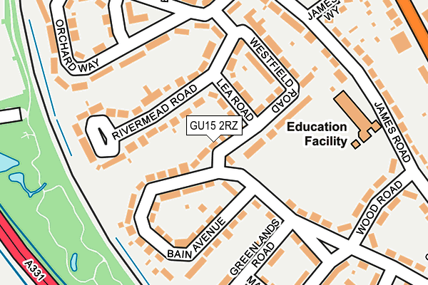 GU15 2RZ map - OS OpenMap – Local (Ordnance Survey) GU15 2RZ map - OS OpenMap – Local (Ordnance Survey)