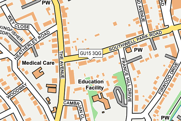 GU15 3QG map - OS OpenMap – Local (Ordnance Survey) GU15 3QG map - OS OpenMap – Local (Ordnance Survey)