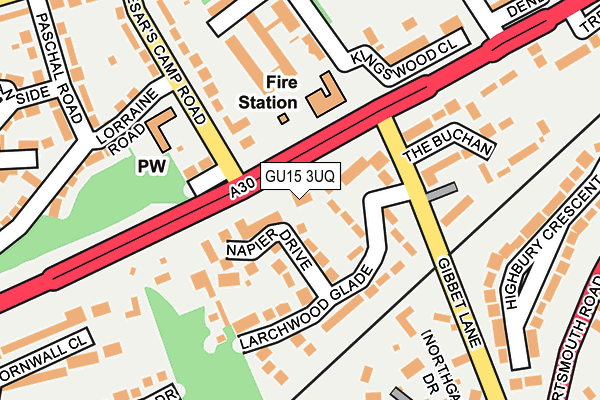 GU15 3UQ map - OS OpenMap – Local (Ordnance Survey) GU15 3UQ map - OS OpenMap – Local (Ordnance Survey)
