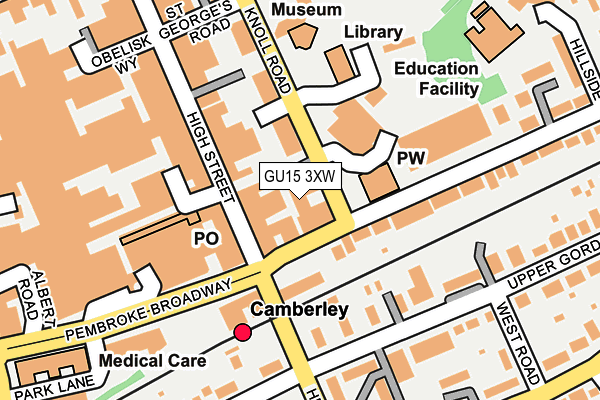 GU15 3XW map - OS OpenMap – Local (Ordnance Survey)