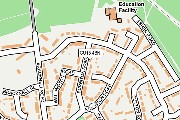 GU15 4BN map - OS OpenMap – Local (Ordnance Survey) GU15 4BN map - OS OpenMap – Local (Ordnance Survey)