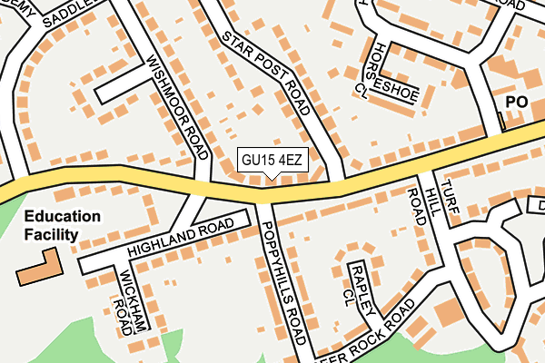 GU15 4EZ map - OS OpenMap – Local (Ordnance Survey) GU15 4EZ map - OS OpenMap – Local (Ordnance Survey)