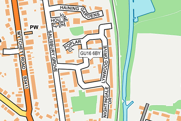 GU16 6BY map - OS OpenMap – Local (Ordnance Survey) GU16 6BY map - OS OpenMap – Local (Ordnance Survey)