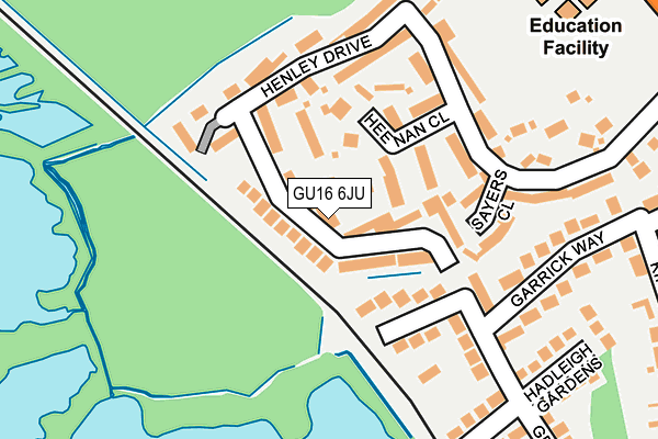 GU16 6JU map - OS OpenMap – Local (Ordnance Survey)