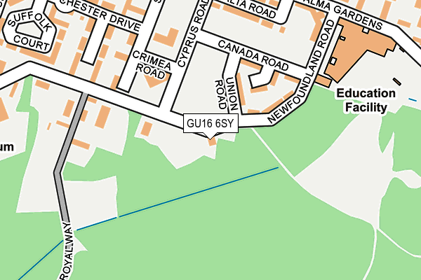 GU16 6SY map - OS OpenMap – Local (Ordnance Survey) GU16 6SY map - OS OpenMap – Local (Ordnance Survey)