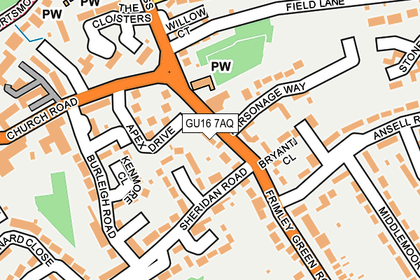 GU16 7AQ map - OS OpenMap – Local (Ordnance Survey) GU16 7AQ map - OS OpenMap – Local (Ordnance Survey)