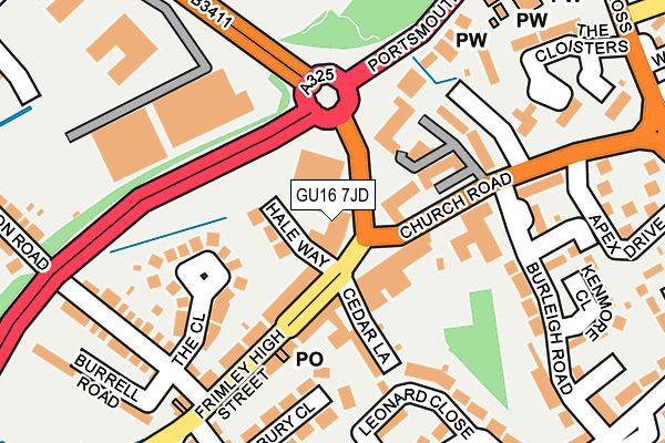 GU16 7JD map - OS OpenMap – Local (Ordnance Survey) GU16 7JD map - OS OpenMap – Local (Ordnance Survey)