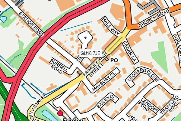 GU16 7JE map - OS OpenMap – Local (Ordnance Survey) GU16 7JE map - OS OpenMap – Local (Ordnance Survey)