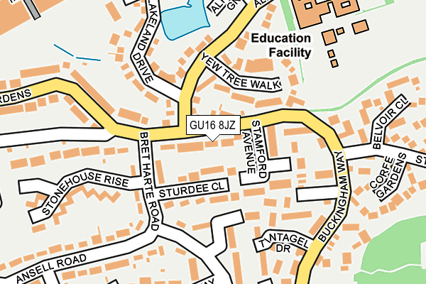 GU16 8JZ map - OS OpenMap – Local (Ordnance Survey) GU16 8JZ map - OS OpenMap – Local (Ordnance Survey)