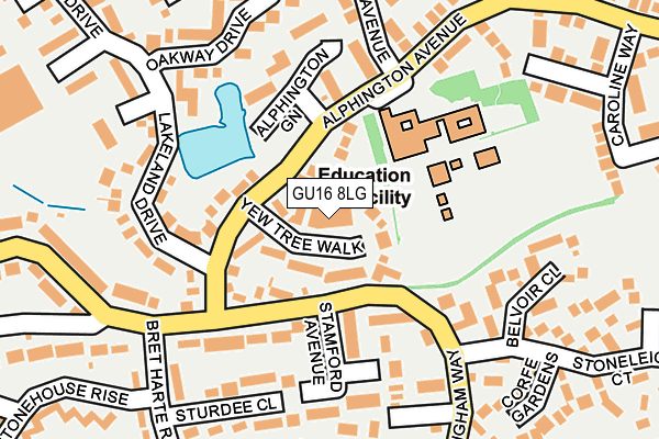GU16 8LG map - OS OpenMap – Local (Ordnance Survey) GU16 8LG map - OS OpenMap – Local (Ordnance Survey)