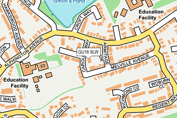 GU16 8LW map - OS OpenMap – Local (Ordnance Survey) GU16 8LW map - OS OpenMap – Local (Ordnance Survey)