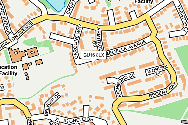 GU16 8LX map - OS OpenMap – Local (Ordnance Survey) GU16 8LX map - OS OpenMap – Local (Ordnance Survey)