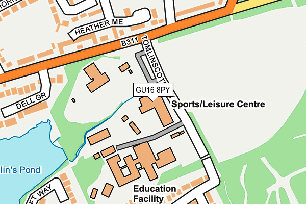GU16 8PY map - OS OpenMap – Local (Ordnance Survey) GU16 8PY map - OS OpenMap – Local (Ordnance Survey)