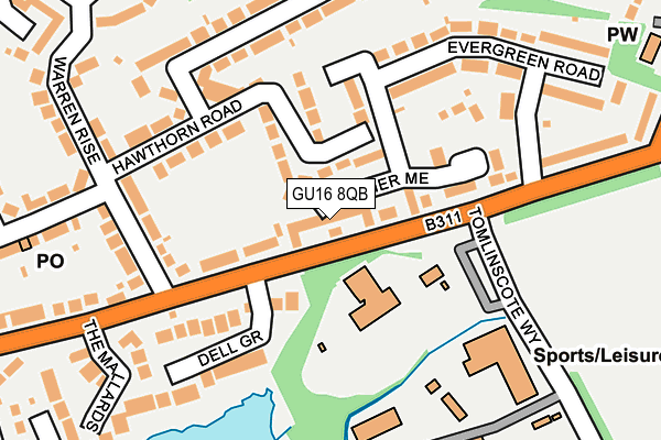 GU16 8QB map - OS OpenMap – Local (Ordnance Survey) GU16 8QB map - OS OpenMap – Local (Ordnance Survey)