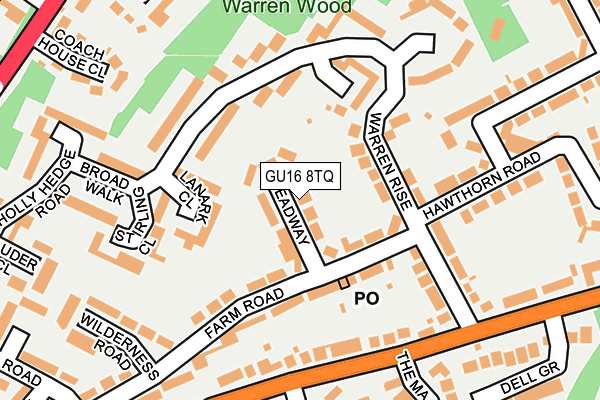 GU16 8TQ map - OS OpenMap – Local (Ordnance Survey) GU16 8TQ map - OS OpenMap – Local (Ordnance Survey)