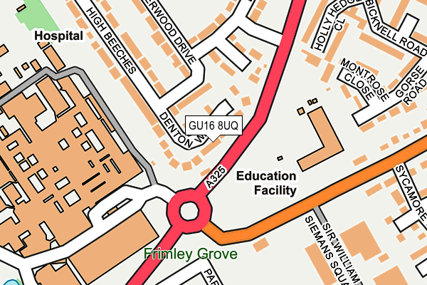 GU16 8UQ map - OS OpenMap – Local (Ordnance Survey) GU16 8UQ map - OS OpenMap – Local (Ordnance Survey)