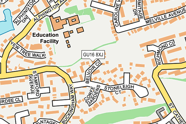 GU16 8XJ map - OS OpenMap – Local (Ordnance Survey) GU16 8XJ map - OS OpenMap – Local (Ordnance Survey)